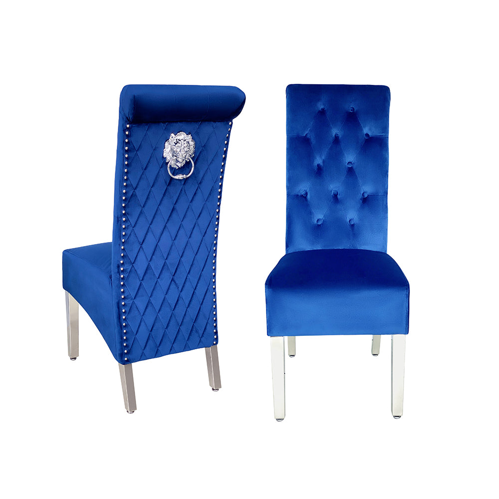 Steel blue store dining chairs