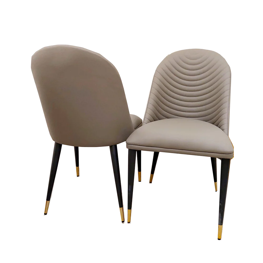 Alba Leather Dining Chair With Contemporary Ribbed Design