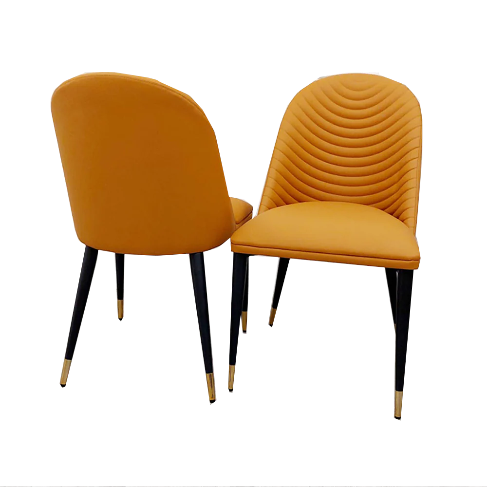 Alba Leather Dining Chair With Contemporary Ribbed Design