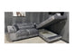 Nevada Grey Corner Sofabed Velour Fabric With Ottoman Storage And Adjustable Headrests With Chrome Legs