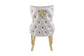 Victoria Velvet Fabric Dining Chair in Cream Gold Lion Knocker Back with Chrome Polished Steel Legs (Set of 2 chairs)