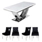 Arial Marble Dining Set Table With Lion Knocker Back Majestic Chairs